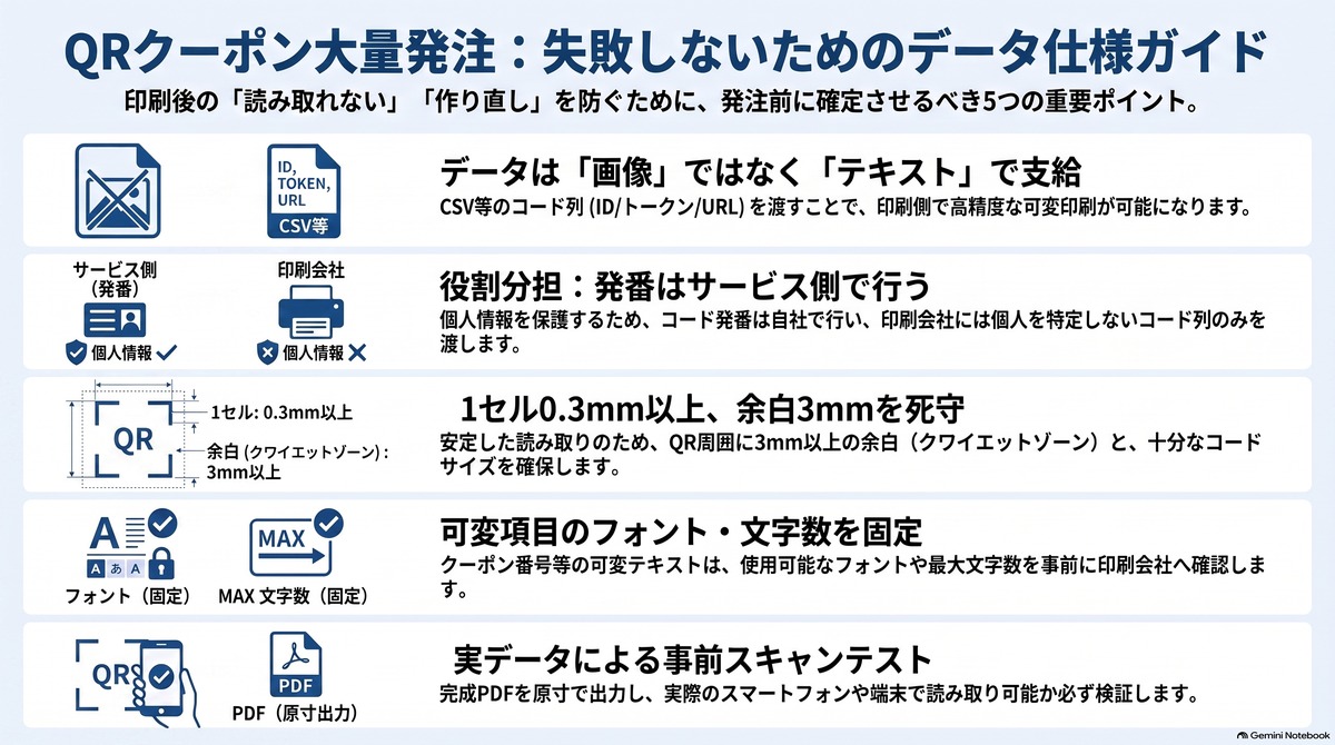 QRクーポン券を大量発注する前に、失敗しないためのデータ仕様ガイド