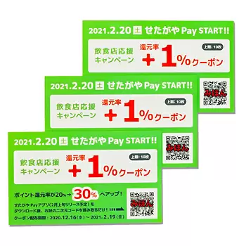 デジタル地域通貨「せたがやPay」のクーポン券